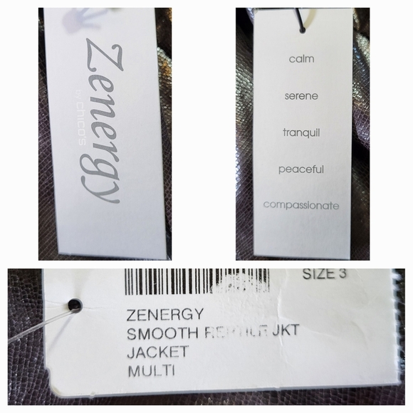ZENERGY by CHICO'S Dark Brown Smooth Reptile Jacket - Size 3 or Size XL - Picture 5 of 6